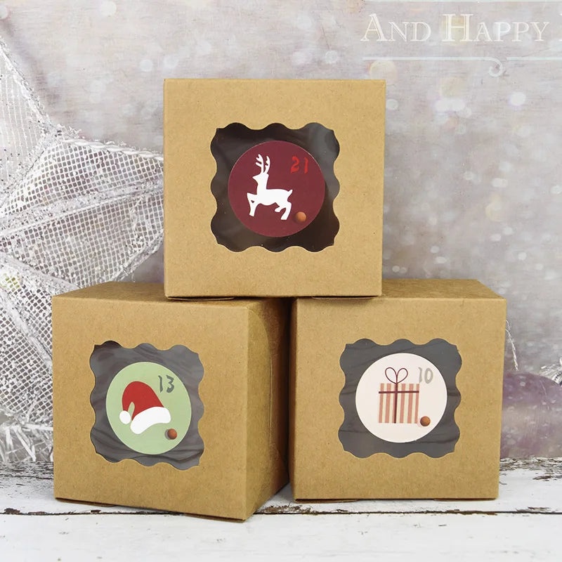 1-24Christmas Countdown Advent Calendar Number Stickers Xmas New Year Party DIY Baking Package Envelope Stationery Labels Decor
