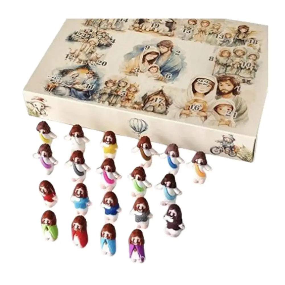 Mini Jesus Figurines Set,Christmas Advent Calendar,24Pcs,Tiny Jesus Doll Statue,Easter Egg Stuffers Religious Gifts