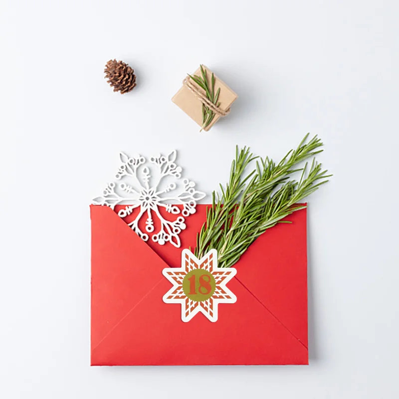 1-24Christmas Countdown Advent Calendar Number Stickers Xmas New Year Party DIY Baking Package Envelope Stationery Labels Decor