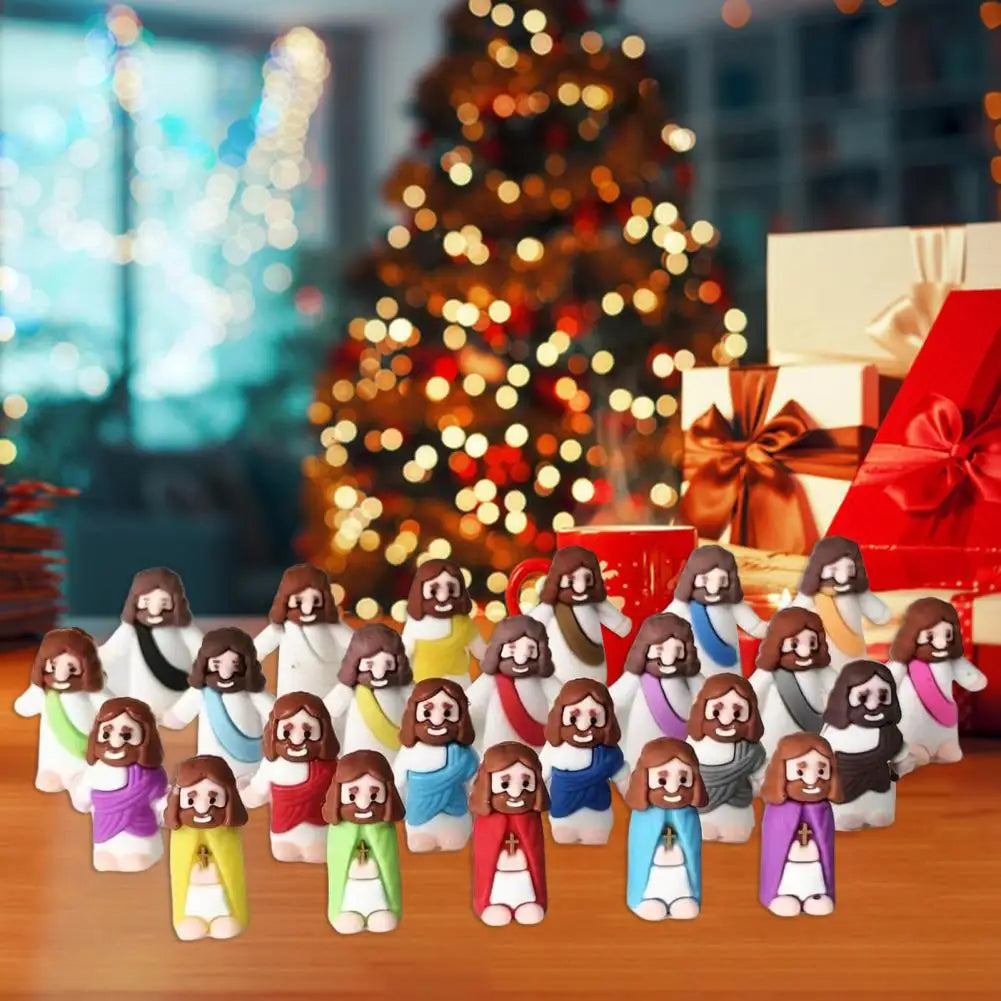 Mini Jesus Figurines Set,Christmas Advent Calendar,24Pcs,Tiny Jesus Doll Statue,Easter Egg Stuffers Religious Gifts